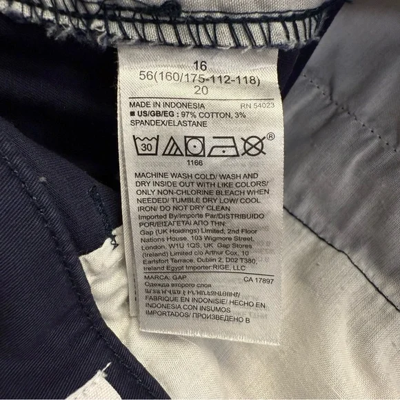 GAP Girlfriend High Rise Chino Pants Navy Stretch Cotton Women’s 16 - Picture 9 of 9